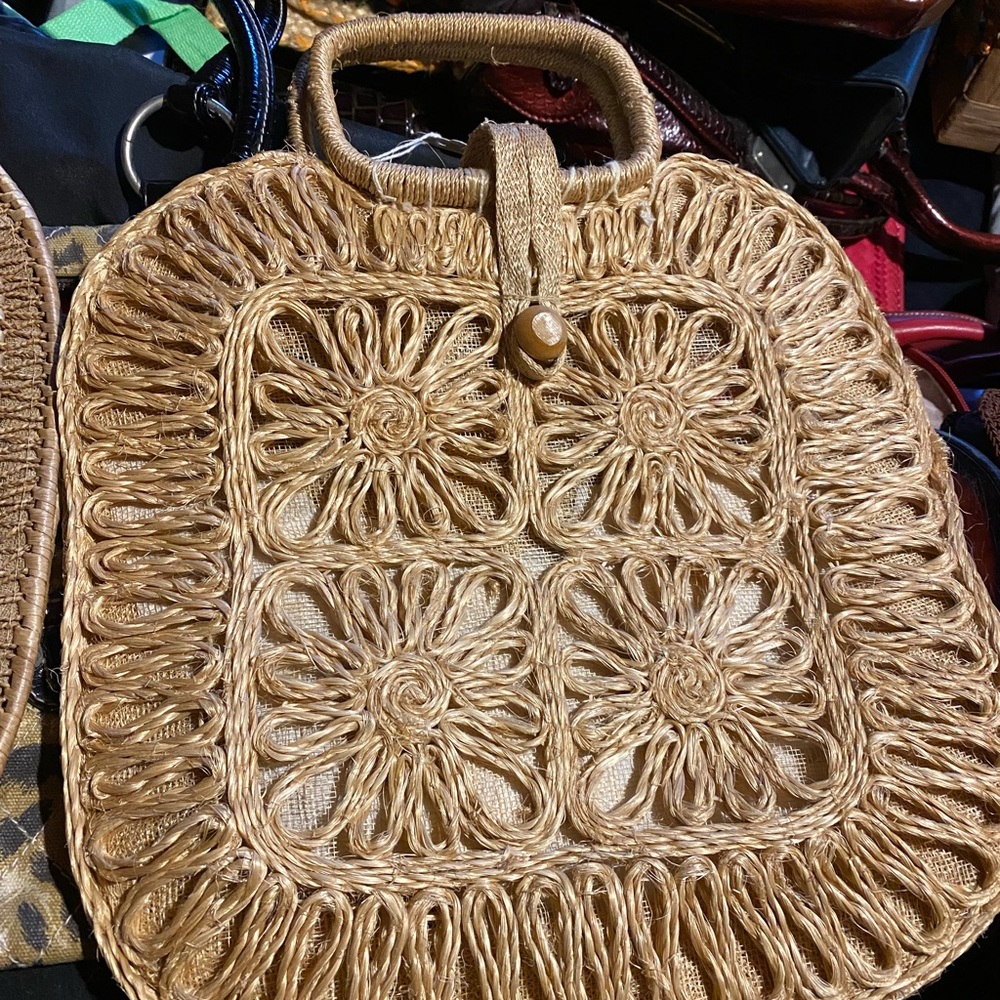 Straw large 1960-1970s handbag purse